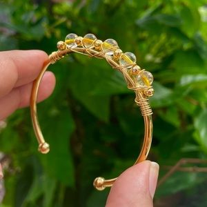 Citrine Crystal Cuff, Gold Plated Jewelry, Crystal Jewelry, Spiritual Jewelry